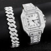 Cuban Chain Watch & Necklace Set