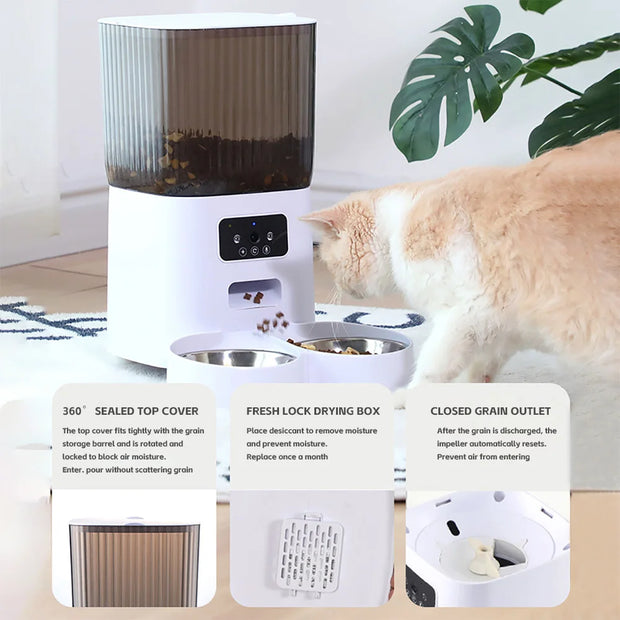 5L Double Bowls Smart Automatic Cat Feeder with Camera