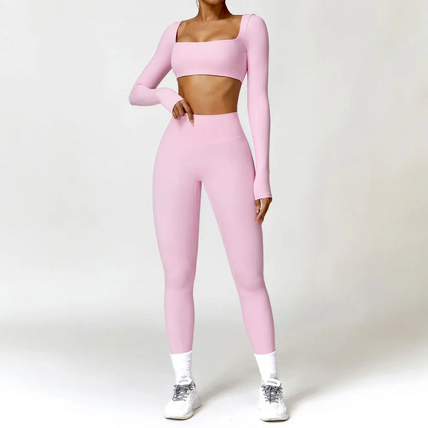 Women Tracksuit Yoga Set 2PCS Sportswear Workout Clothes Athletic